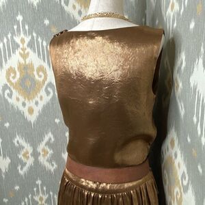 Ralph Lauren Spring 2017 Runway Collection Dara Tiered Bronze Metallic Dress